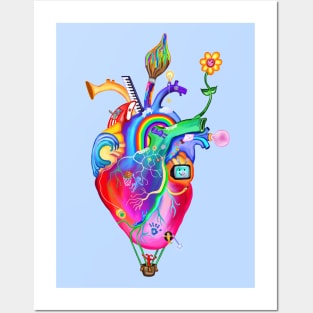 Colorful Whimsical Childhood Heart Posters and Art